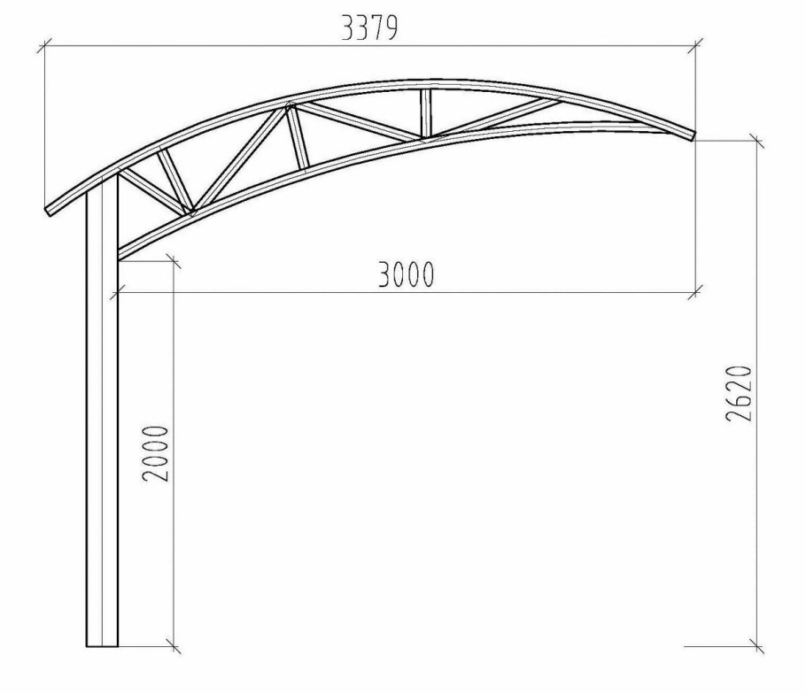 Навеса односкатный чертеж 6000*6000