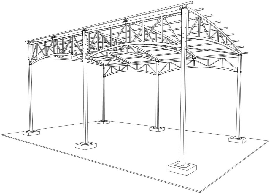 Двухскатный навес из профильной трубы чертежи