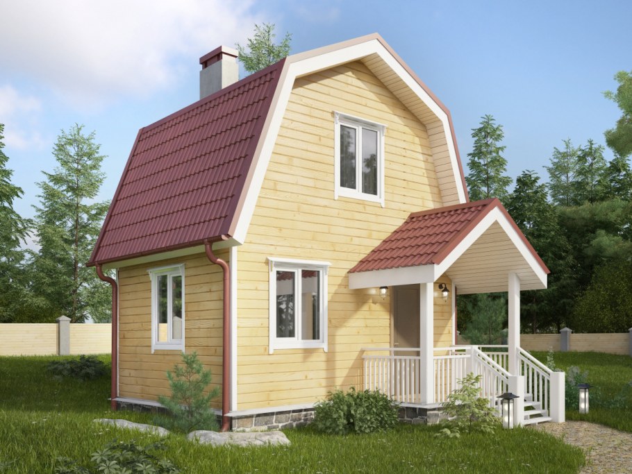 Дачный дом с мансардой 6х6м каркасный