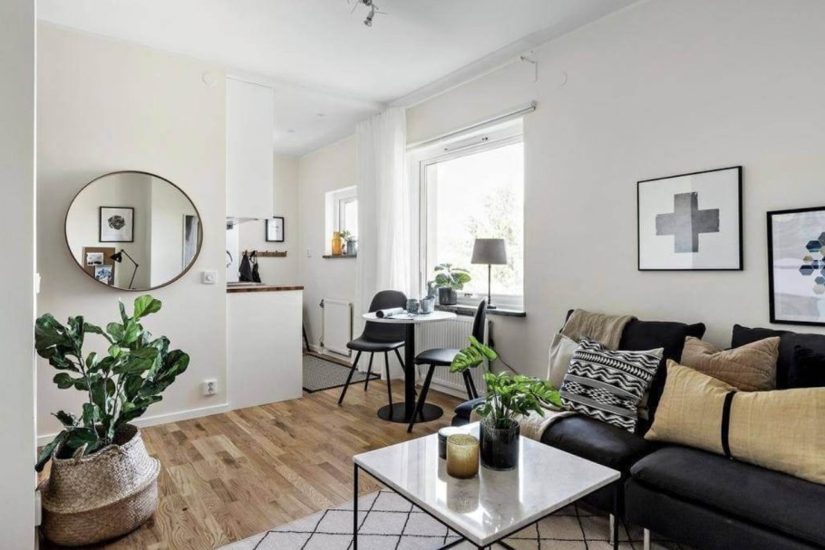 Гостиная в скандинавском стиле в хрущевке