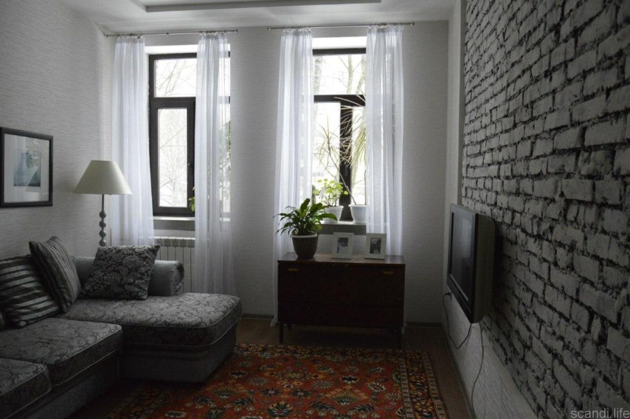 Скандинавский стиль в гостиной в хрущевке