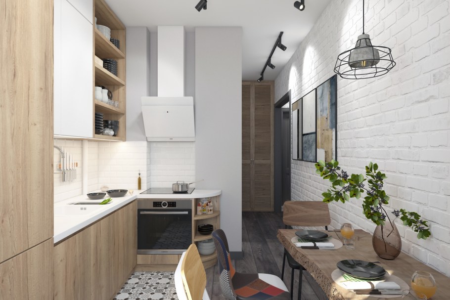 Кухня в Сканди стиле 6 кв