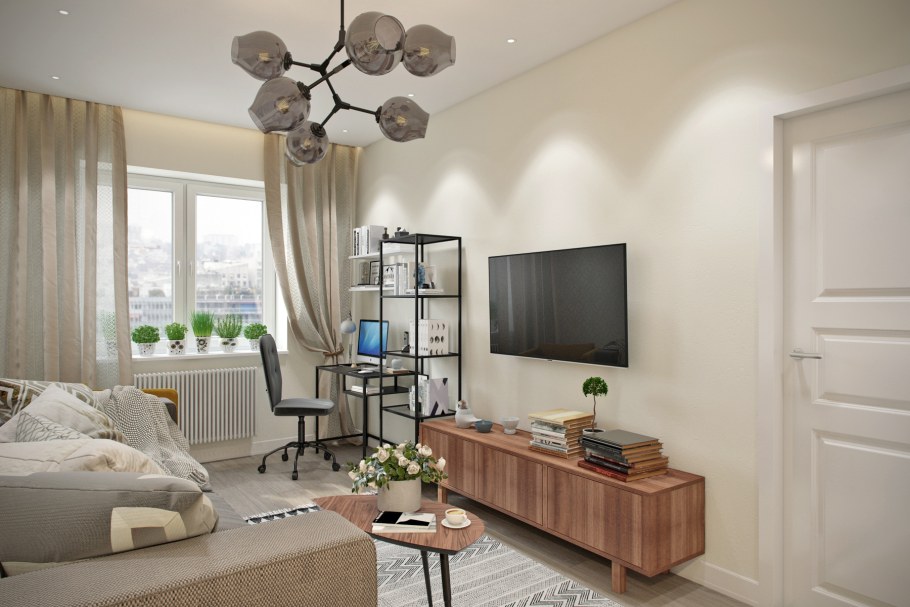 Хрущевка гостиная Сканди