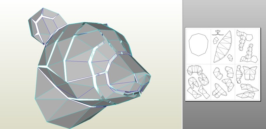 3д Панда паперкрафт развертка