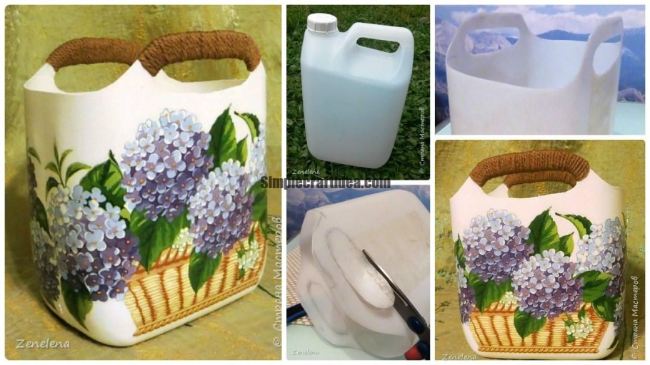 Корзина из пластиковой канистры