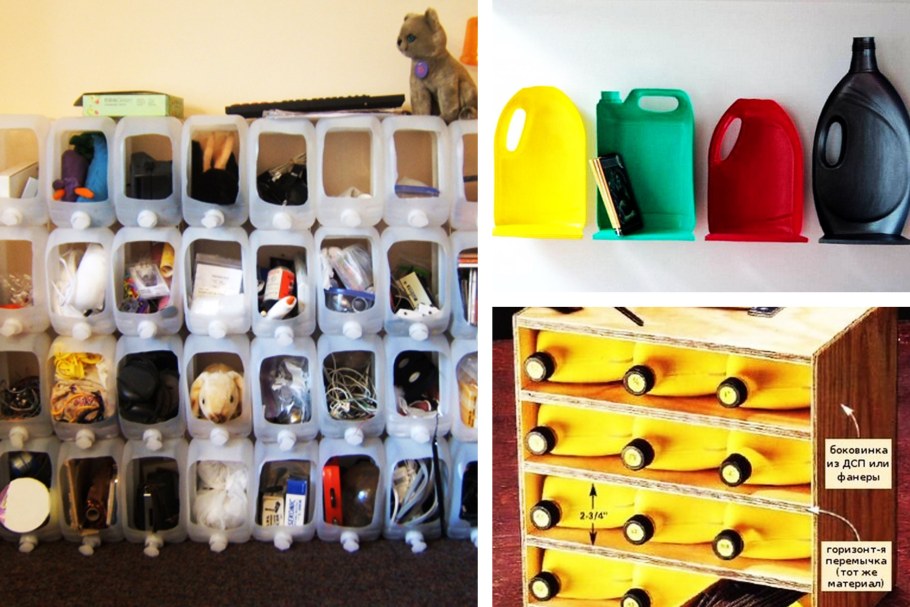 Полочки для гаража из канистр