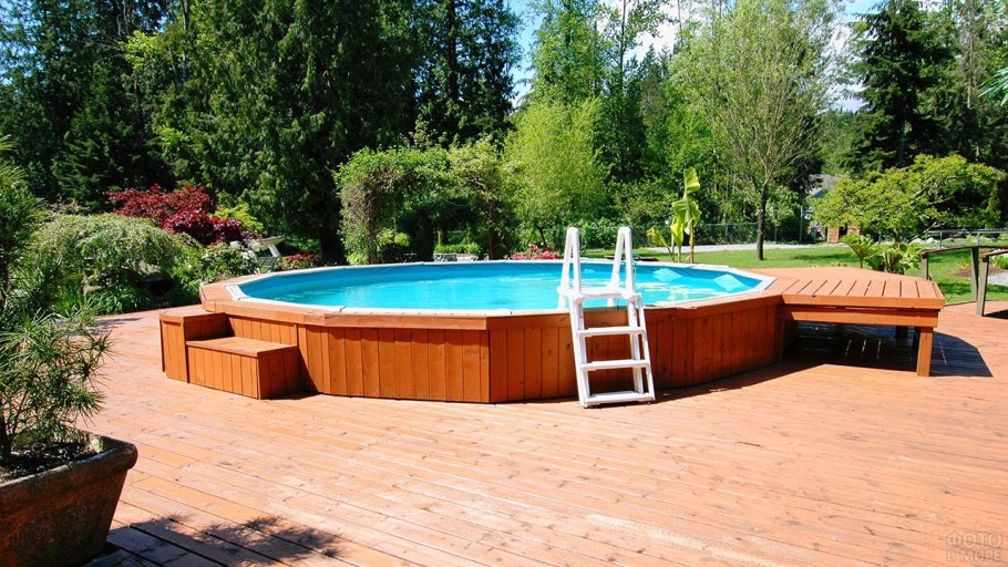 Girl above ground Pool