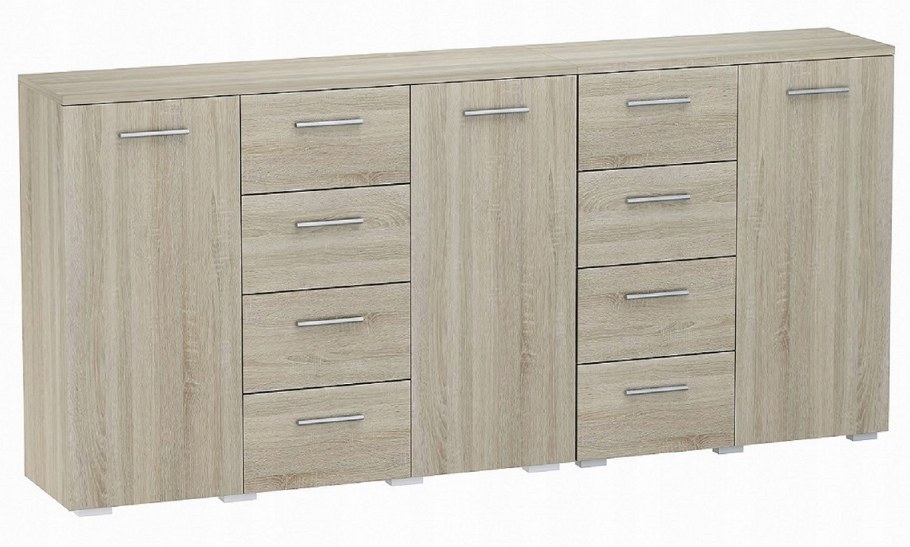 Комод 2+1d4s 200см бетон /белый глянец - мебель-4k