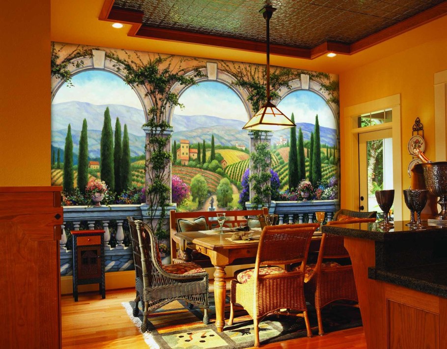 Фрески в интерьере кафе