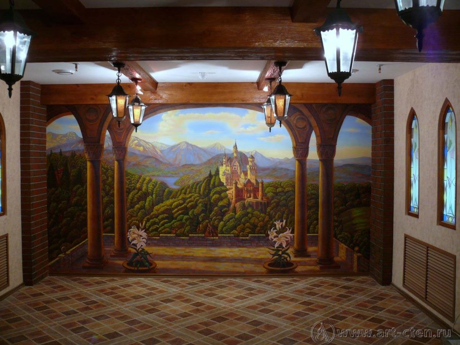 Фрески в интерьере кафе