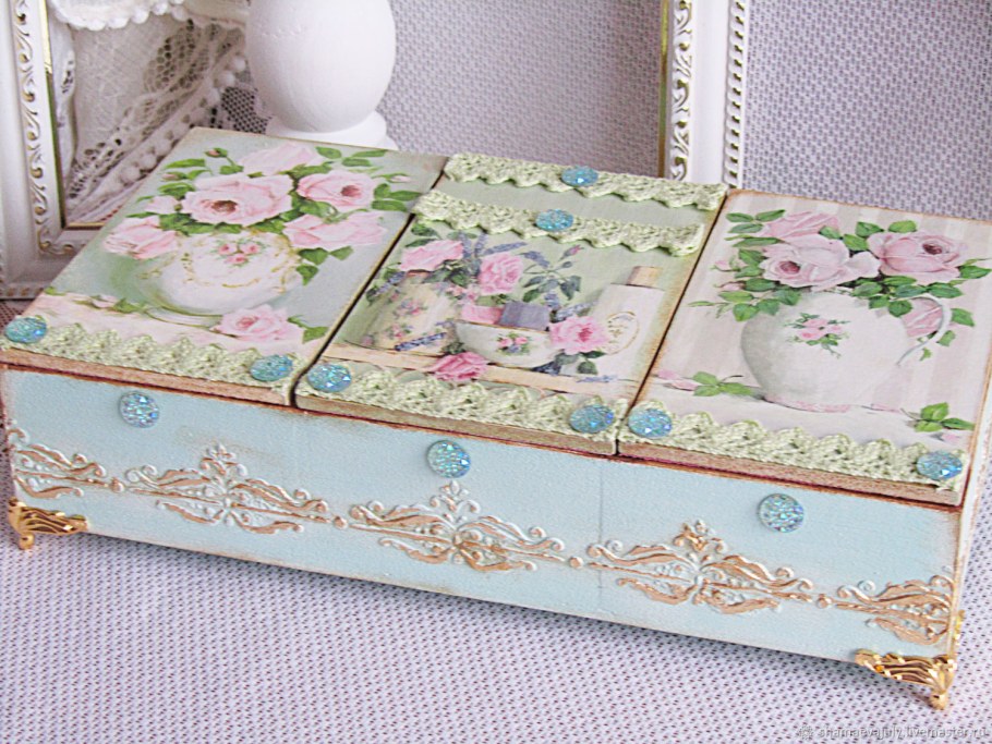 Шкатулка триптих декупаж