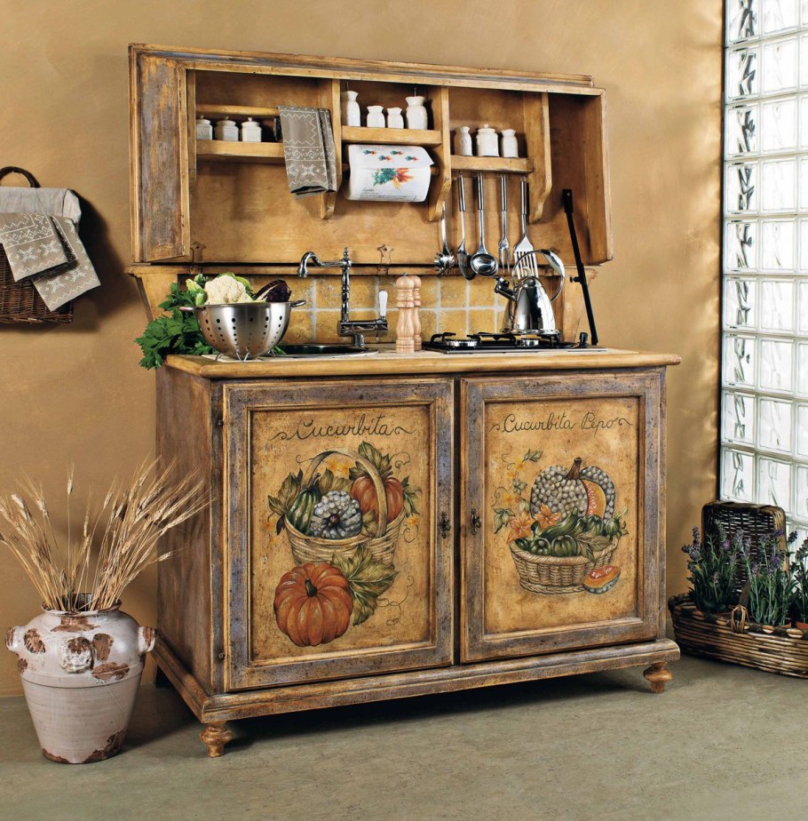 Кухонный буфет в стиле Прованс декупаж