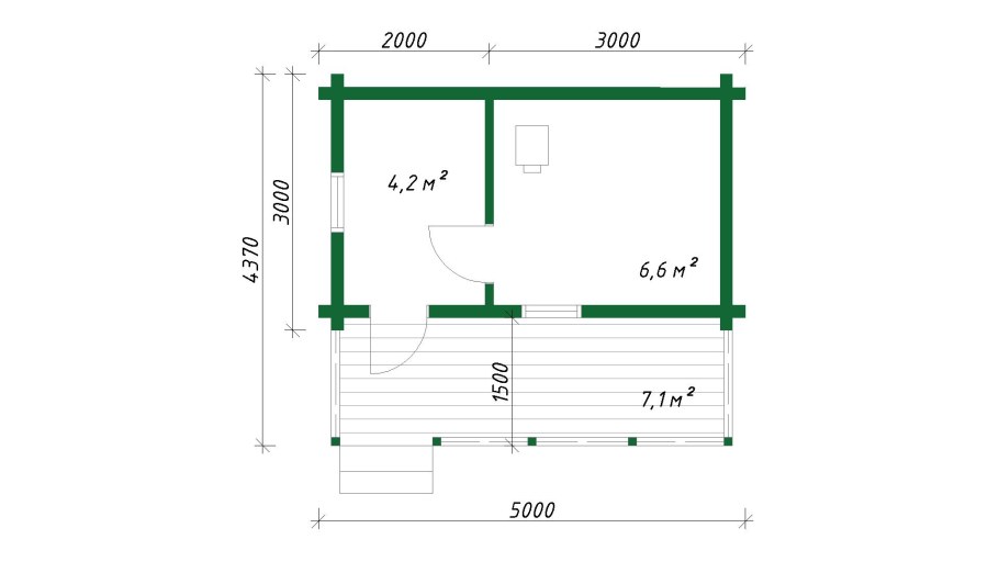 Проект каркасной бани 5х4