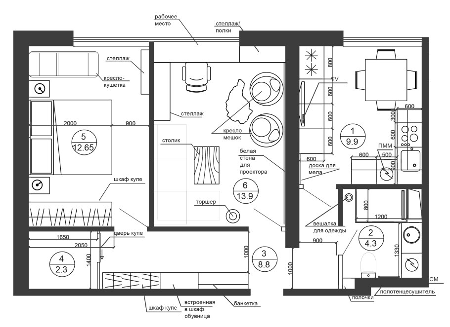 Планировка двухкомнатных квартир