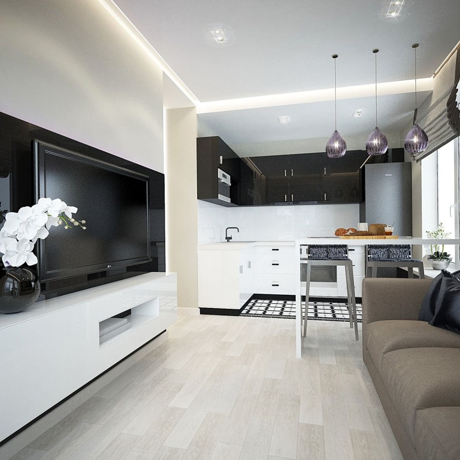 Проект кухня-гостиная 20 кв.м