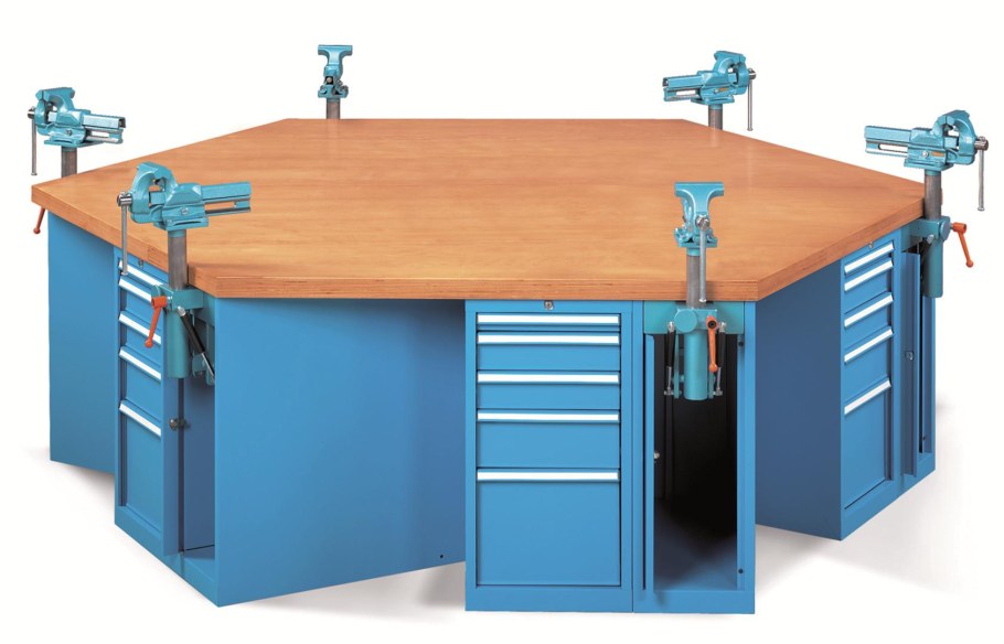 Верстак слесарный однотумбовый с тисками Гефест-вс-05-ЭПОБ-т2н2