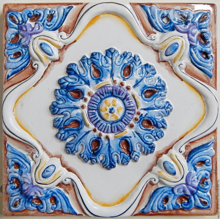 Старинные печные изразцы терракота