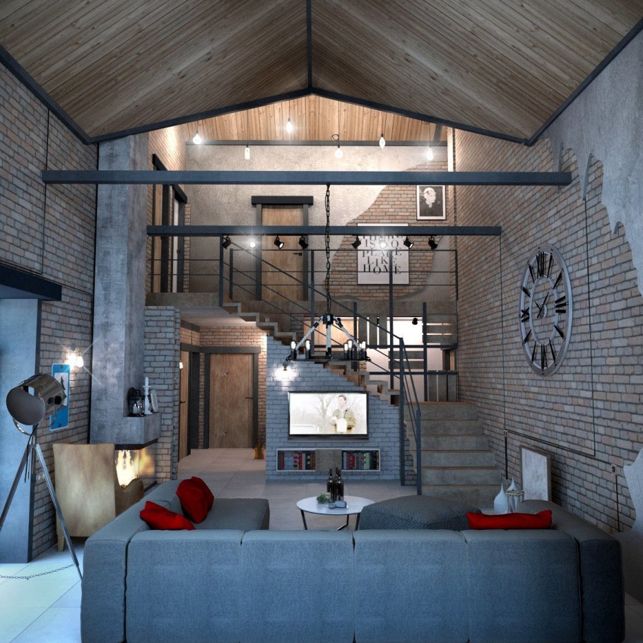 Дача в стиле лофт