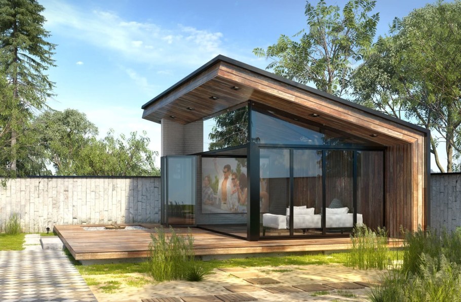 Дом с односкатной крышей в стиле лофт