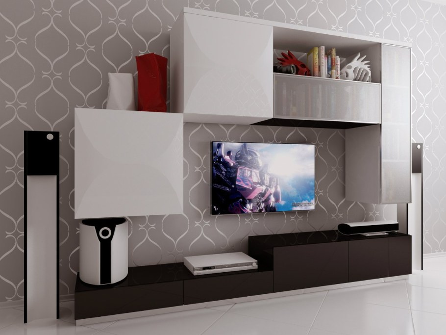 Стенка Монтана темный сонома+белый