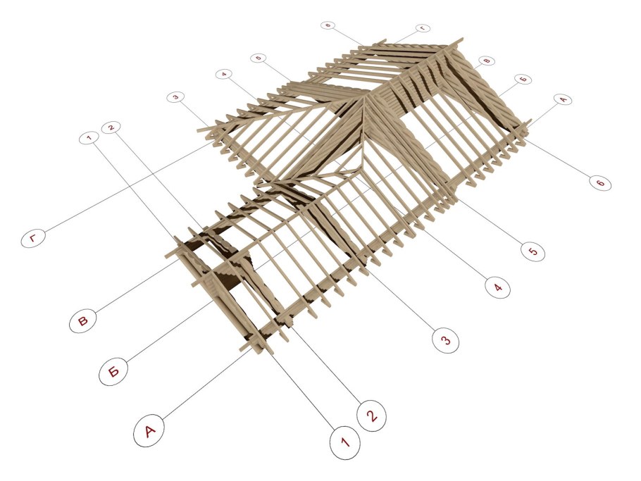 Вальмовая кровля стропильная система