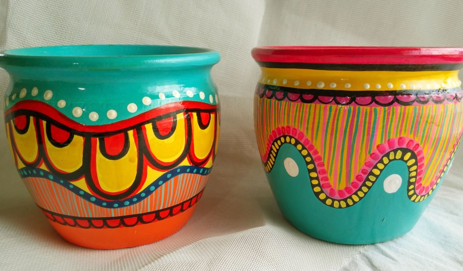 Роспись цветочных горшков