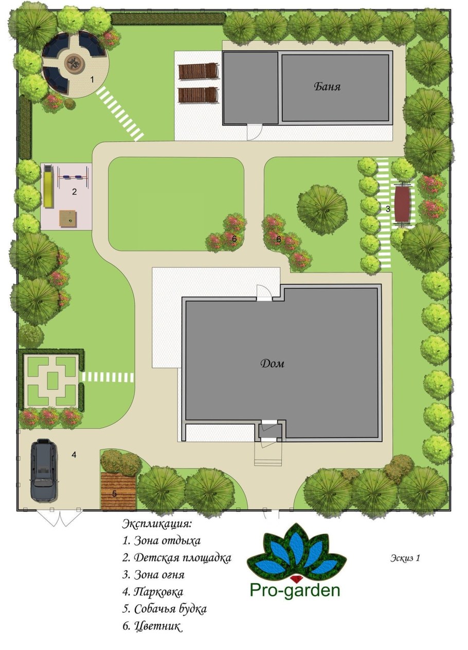 Схема планировки земельного участка 10 соток