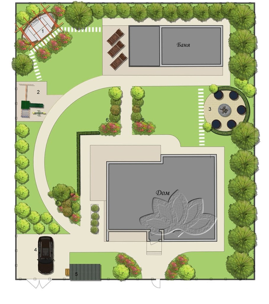 План участка ландшафтный с огородом