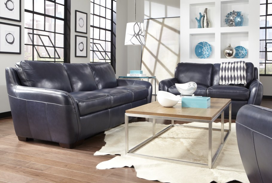 Синий диван современный