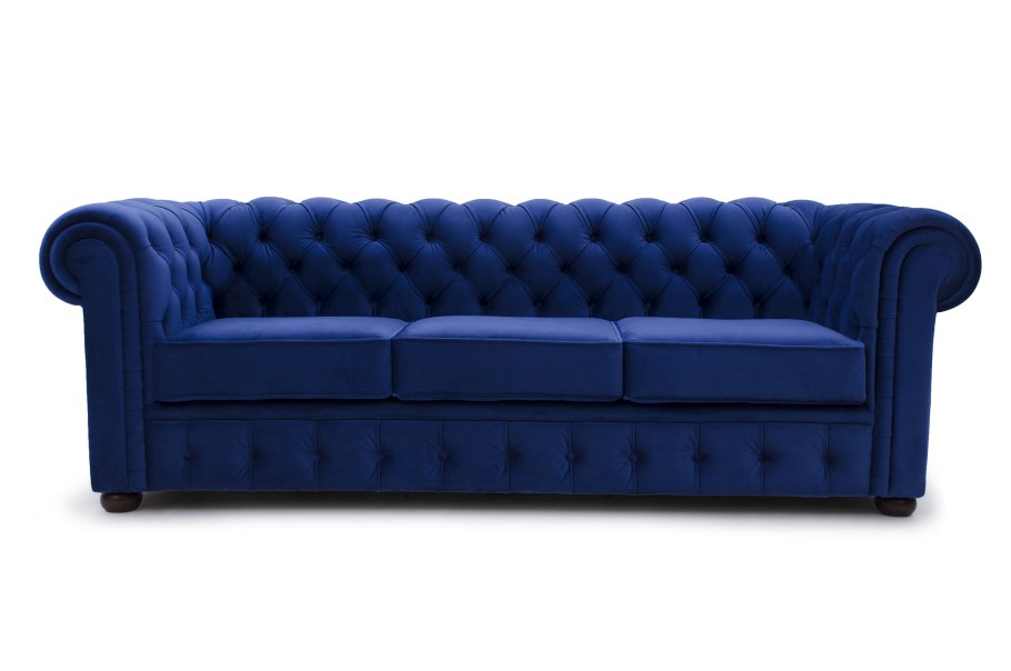 Синий кожаный диван