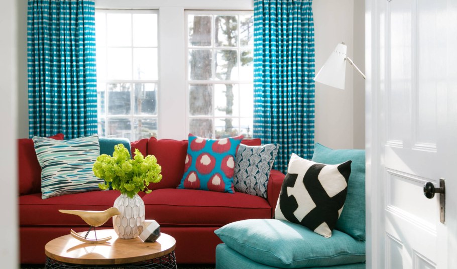 Бирюзовый и красный в интерьере