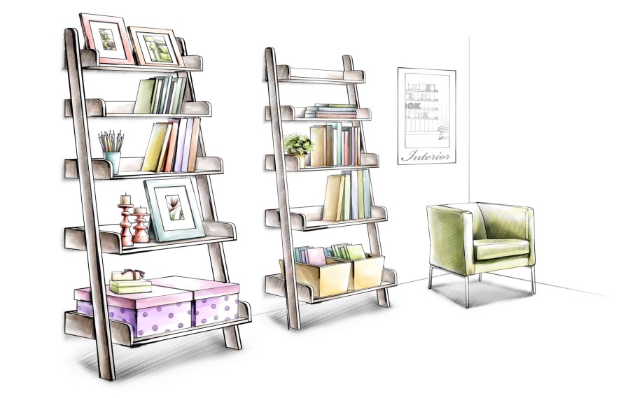 Книжный стеллаж набросок