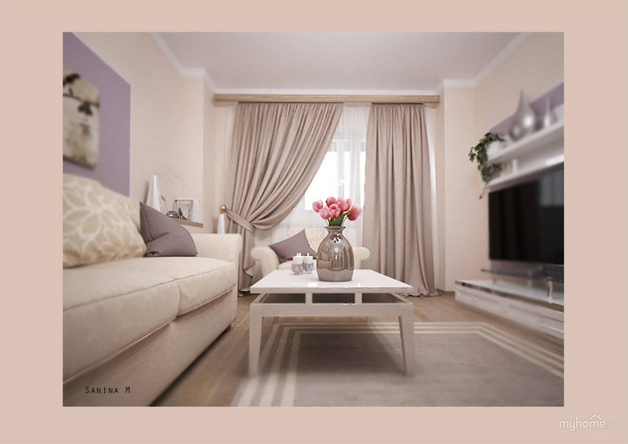 Изумрудные шторы в интерьере гостиной