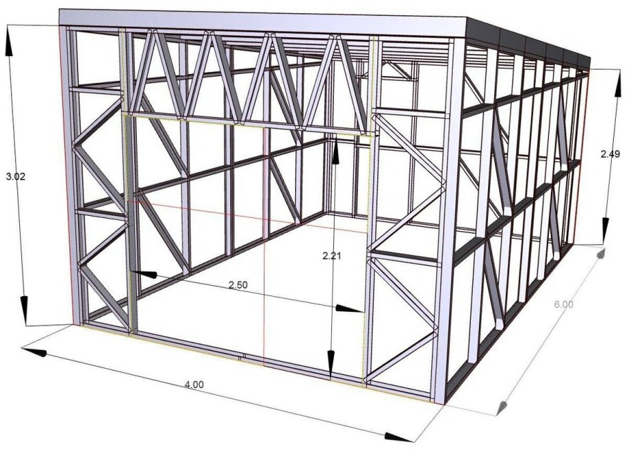 Фермы для навеса односкатка чертеж