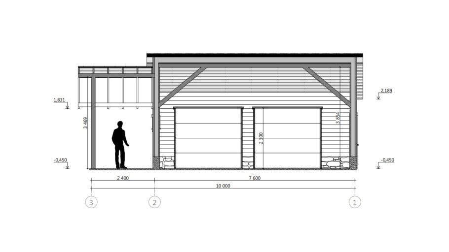 Чертеж каркасного гаража из бруса