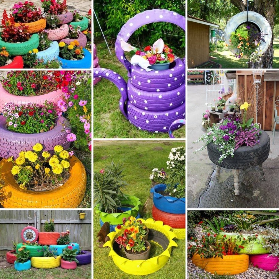 Дачные клумбы из подручных материалов