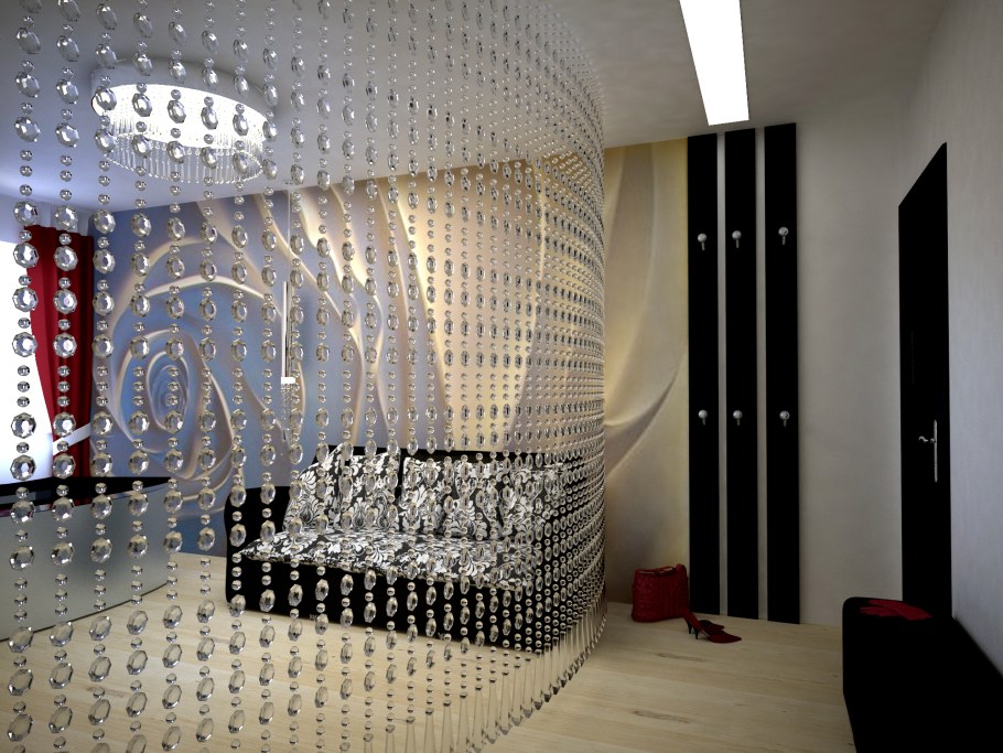 Стеклянная перегородка со шторами