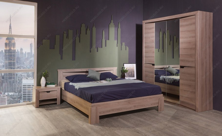 Спальня Гарда дуб Галифакс табак