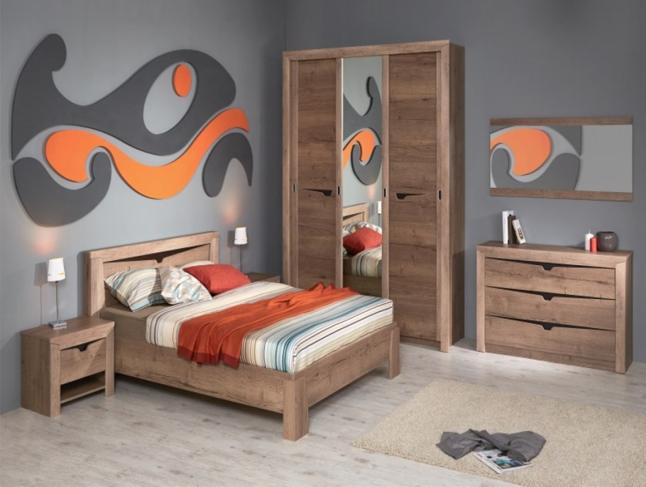 Спальня Гарда дуб Галифакс табак