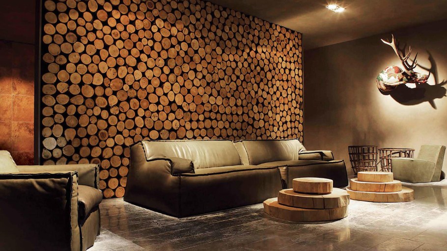 Спилы дерева в интерьере