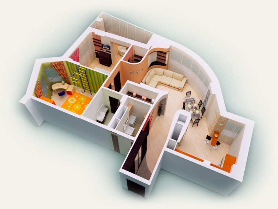 Разрез комнаты квартиры