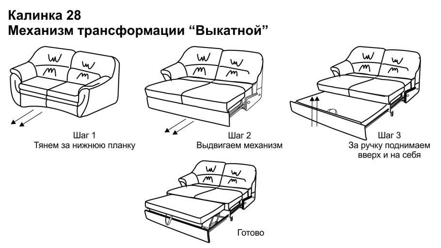 Диван кровать дуэт 2 выкатная книжка схема сборки