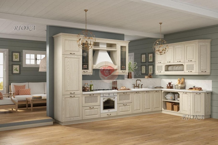 Кухня классика угловая с окном