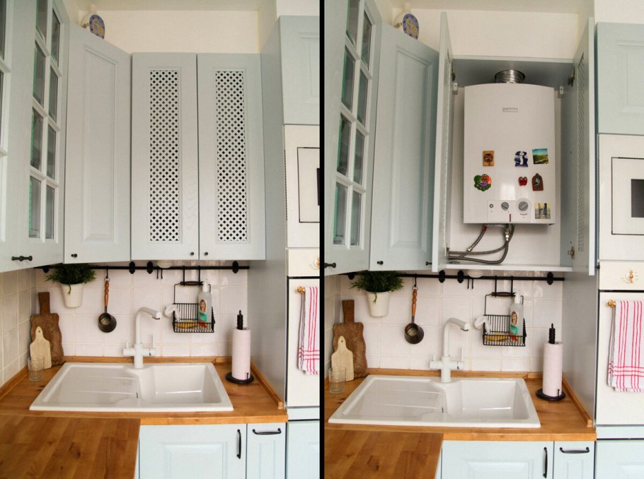 Икеа кухня маленькая с газовой колонкой