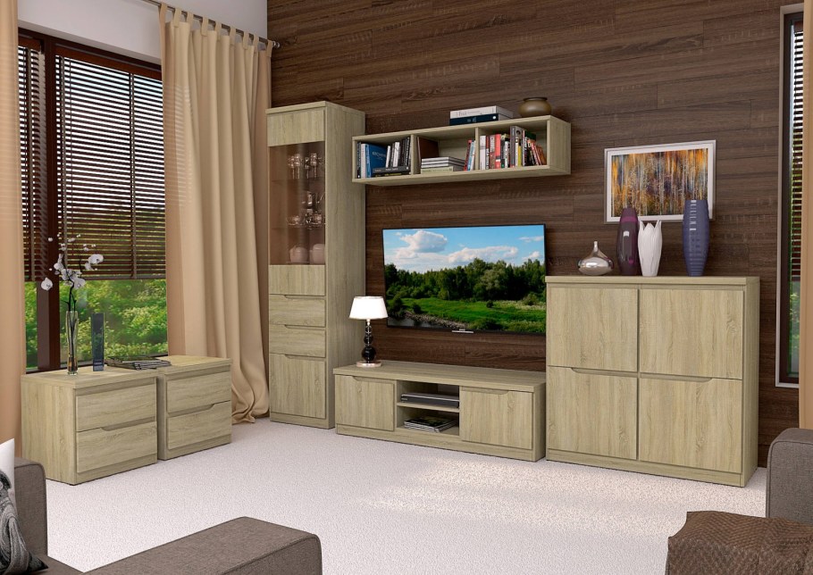 Модульная гостиная дуб сонома