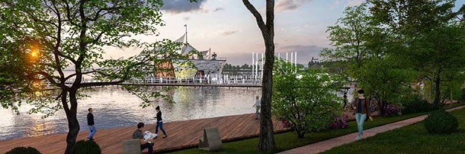 Оливковый пляж в парке Горького