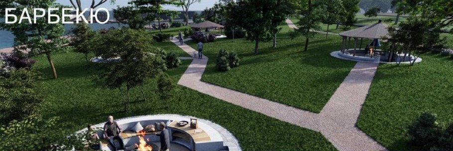 Беседки патио зона с мангалом и бассейном