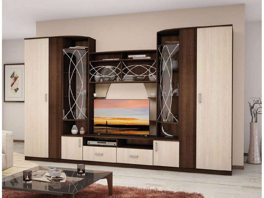 Стенка Палермо венге+Анкор белый