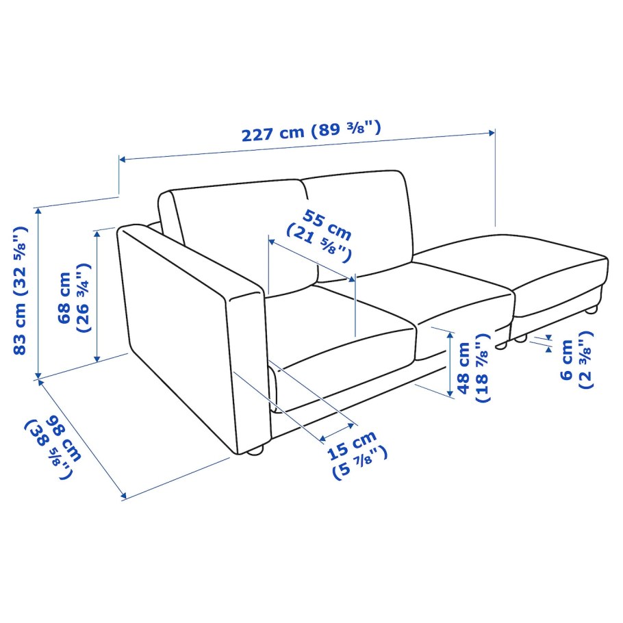 Размер подлокотника дивана