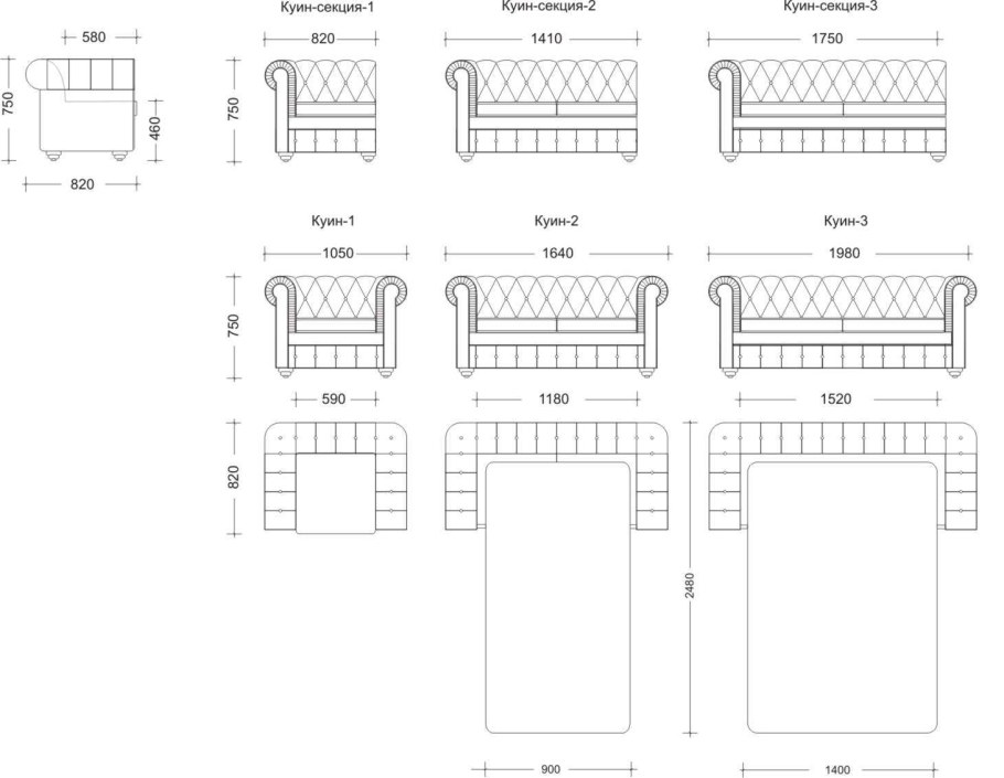 Каркас дивана Честер чертеж